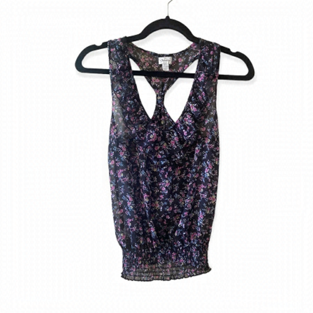 𝅺⭐️2 FOR $20⭐️ Dynamite Sheer Floral Blouse. Racerback size XS